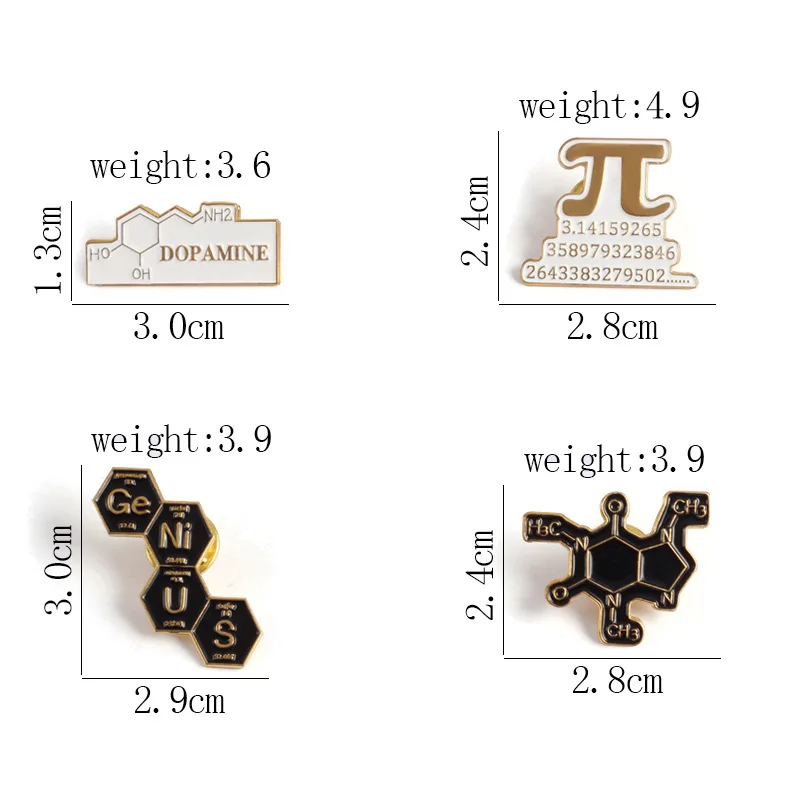 Creative mathematics Chemistry Molecular Science Series metal Brooch fashion versatile backpack badge clothing accessories gifts