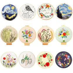 Flowers Plant Stamped Embroidery Kits Beginners DIY Cross Stitch Set Instructions Punch Needlework Handmade Starter Sewing Craft