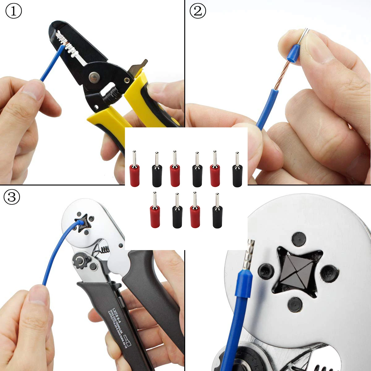 طقم أكمام سلكية، موصل تجعيد الأكمام الطرفية، طرف دبوس سلك معزول، مريح وعملي