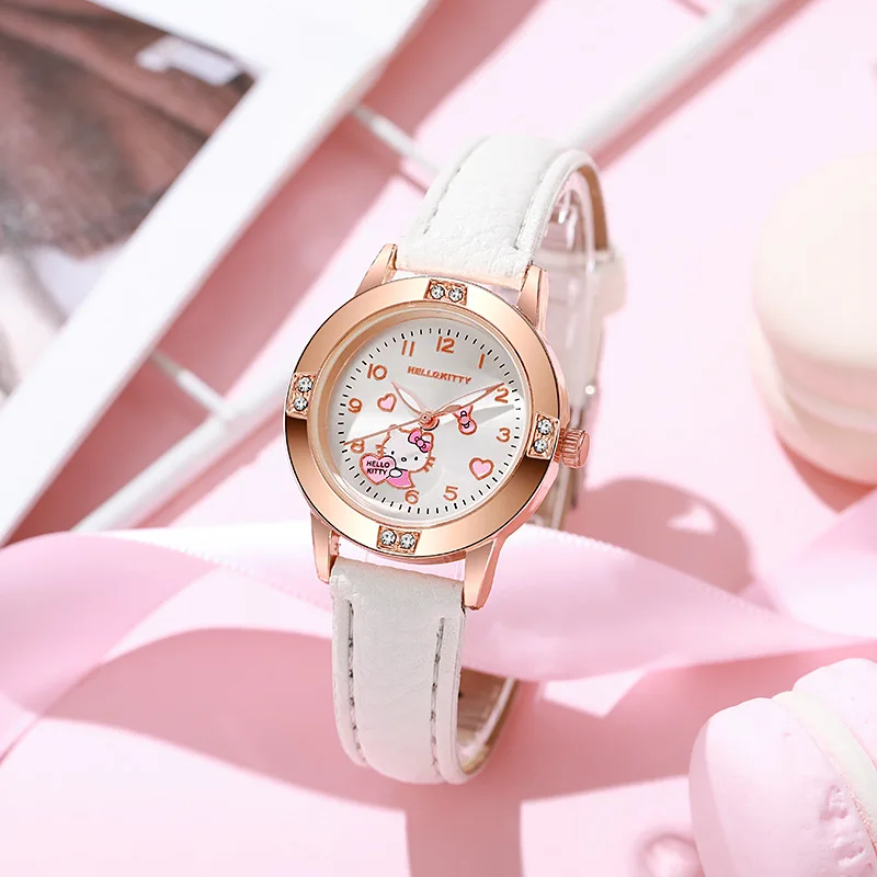 Kawaii Cinnamoroll Watch Hello Kitty Kuromi Diamond Quartz Watch Girl Student Gift Cute Watch Female Sanrio Alloy Quartz Watch