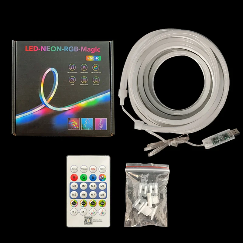 High Brightness RGB LED Neon Strip Light Waterproof Flexible Color Changing for Indoor Home Decor