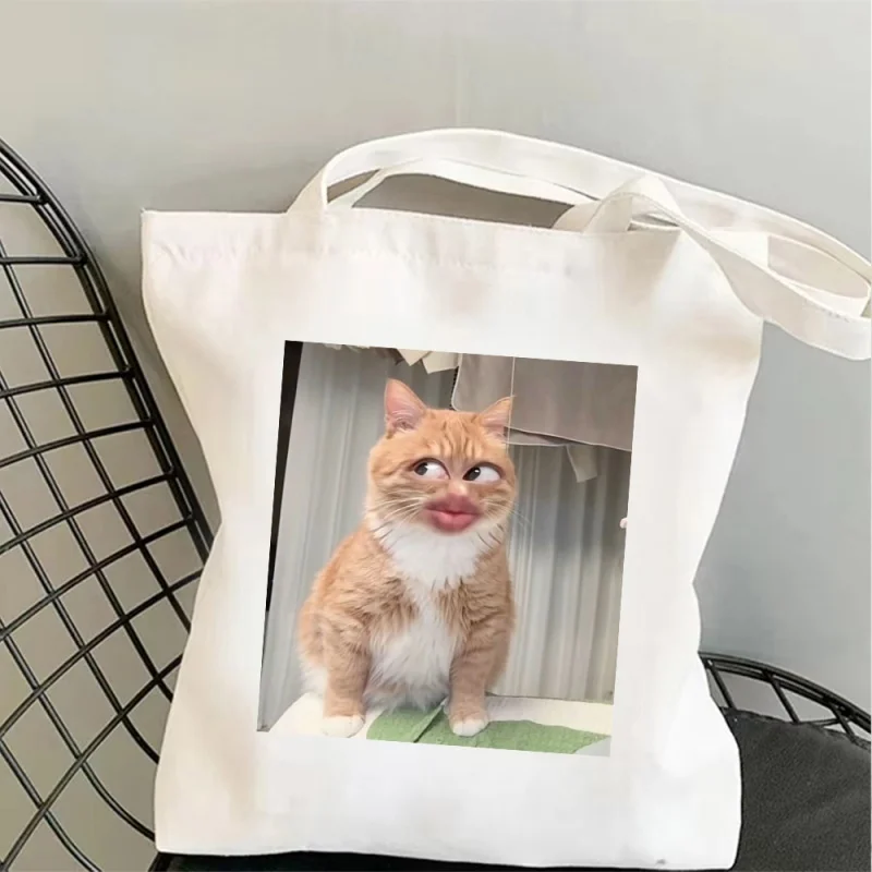 

Funny Working Cat Canvas Bag Tote Bag Shoulder Bag Handbag Office Meme Print Novelty Gift For Employees Students