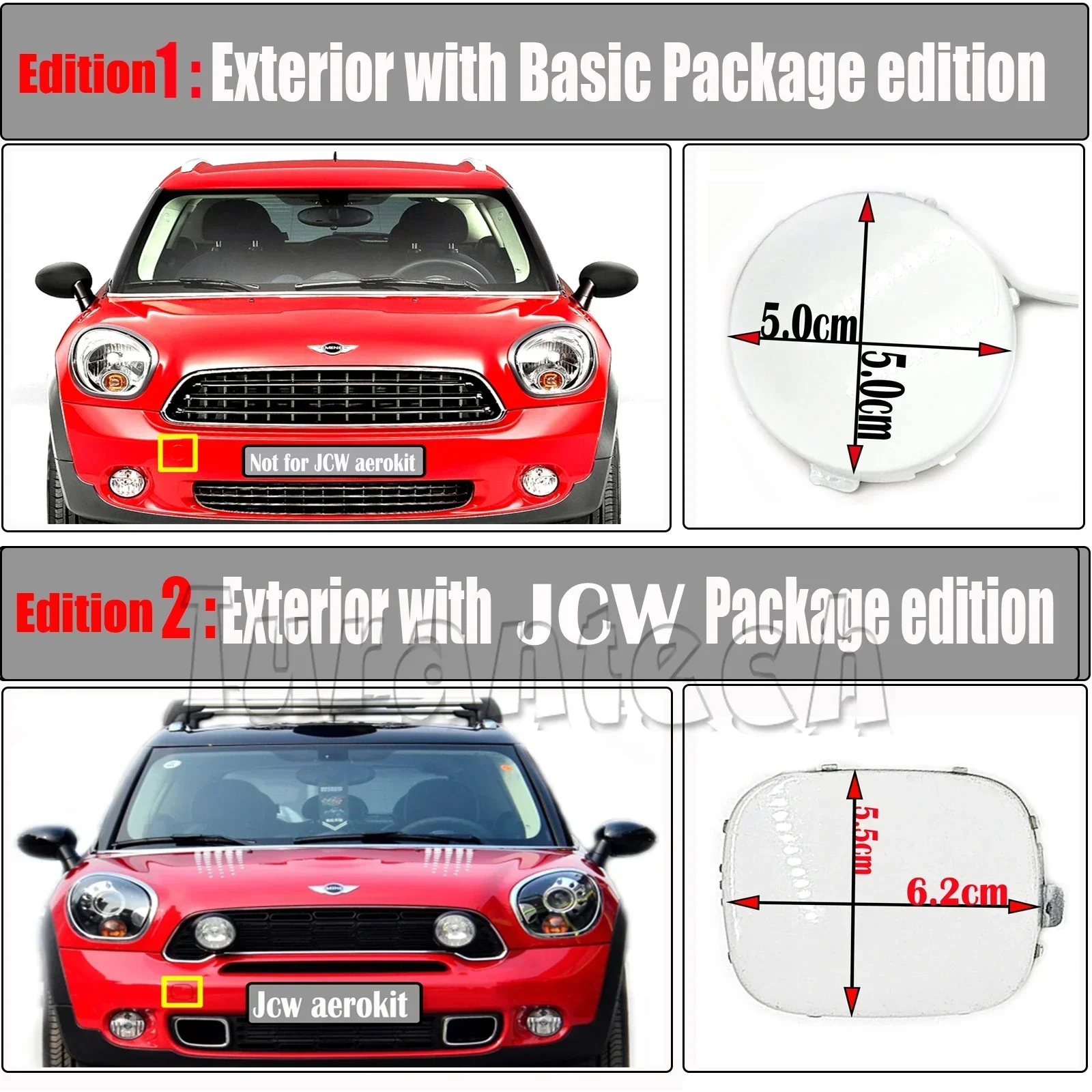 

Front Tow Cover for 11-16 Mini R60 Countryman R61 Paceman One Cooper S D SD 1.6 2.0 ALL4 SUV Bumper Towing Hook Eye Cap