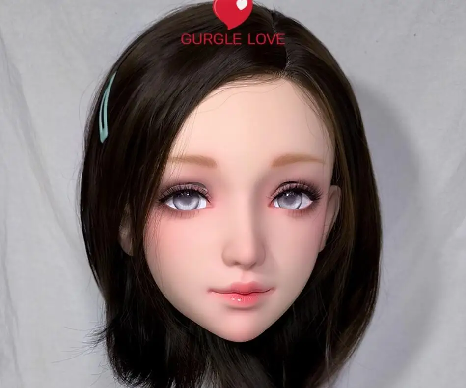 

(Yuan)Female Sweet Girl Resin Half Head Kigurumi BJD Eyes Crossdress Cosplay Japanese Anime Role Lolita Mask With Eyes And Wig