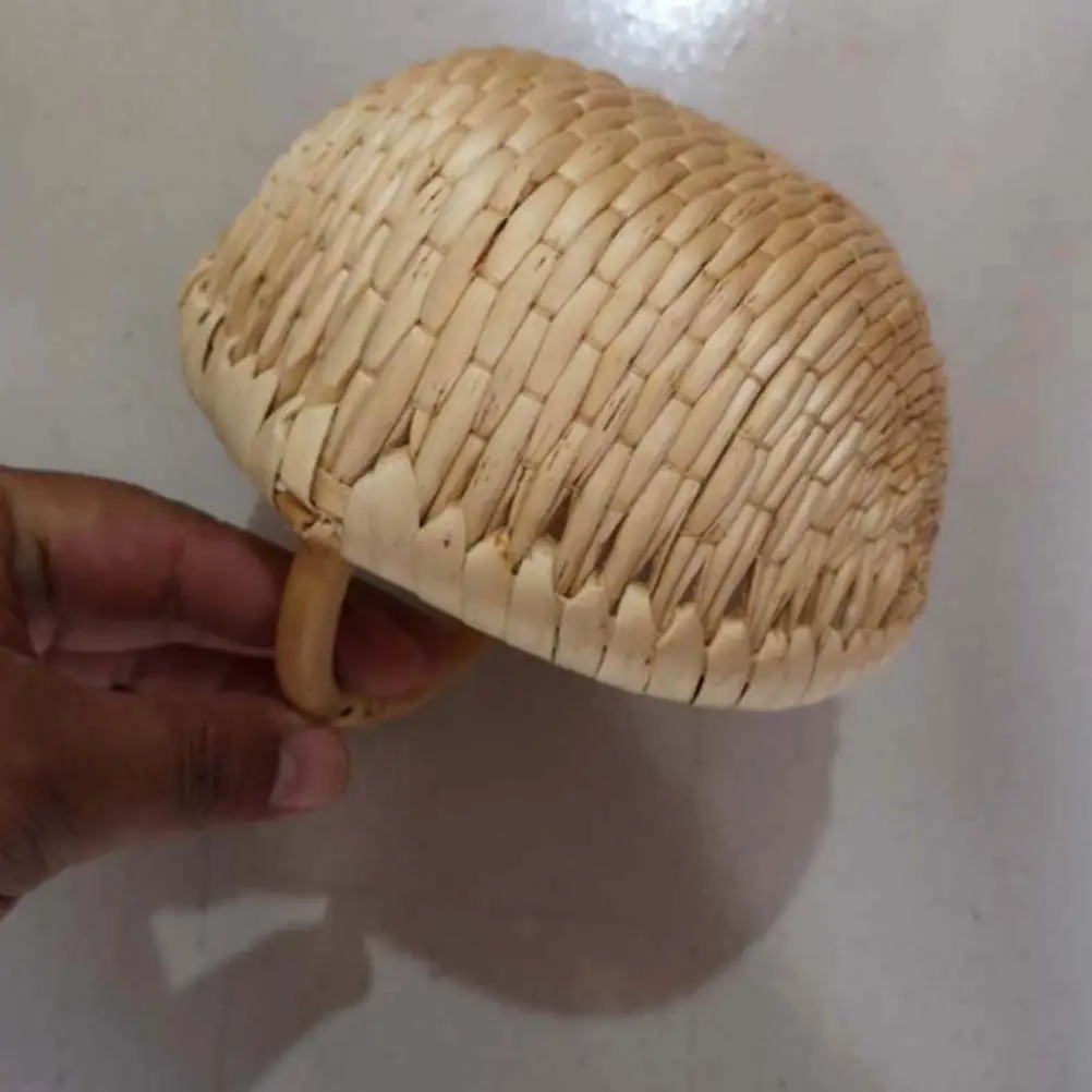 Cesta de almacenamiento tejida portátil hecha a mano, contenedor de frutas, aperitivos y pan para decoración del hogar, regalo para pícnic, cesta tejida hecha a mano, 1 ud.