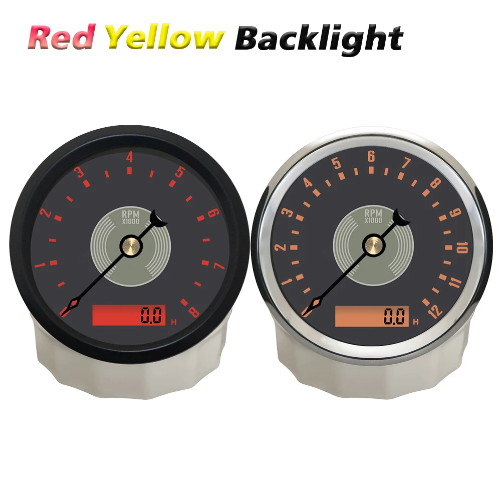ELING 85mm Classical Tachometer 0-8000RPM 0-12000RPM Gauge REV Counter with Backlight 12V 24Volts for Car Motorcycle Truck SUV