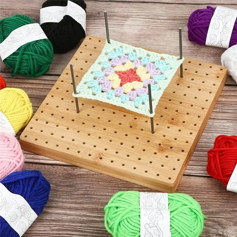 

AB39-Wood Crochet Blocking Board Kit With Stainless Steel Rod Pins For Knitting Granny Squares Crochet Board Crafting