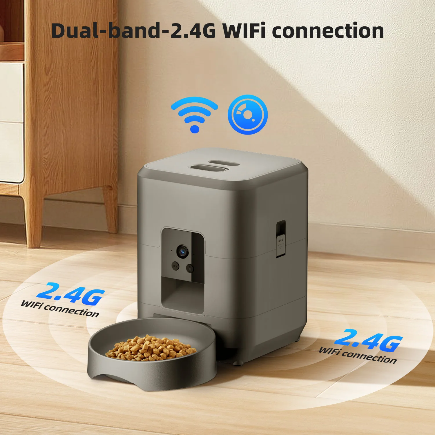 2.4G WiFi Automatic Cat Feeder with Camera Video with Night Vision 2L Automatic Pet Feeder Smart Dog Feeder Cat Food Dispenser image 2