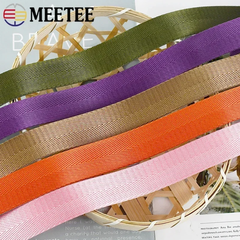 10Meters Meetee 1mm Thick 25mm Nylon Webbing Tape Backpack Strap Band Ribbon Seat Belt DIY Bag Binding Fabric Sewing Accessories