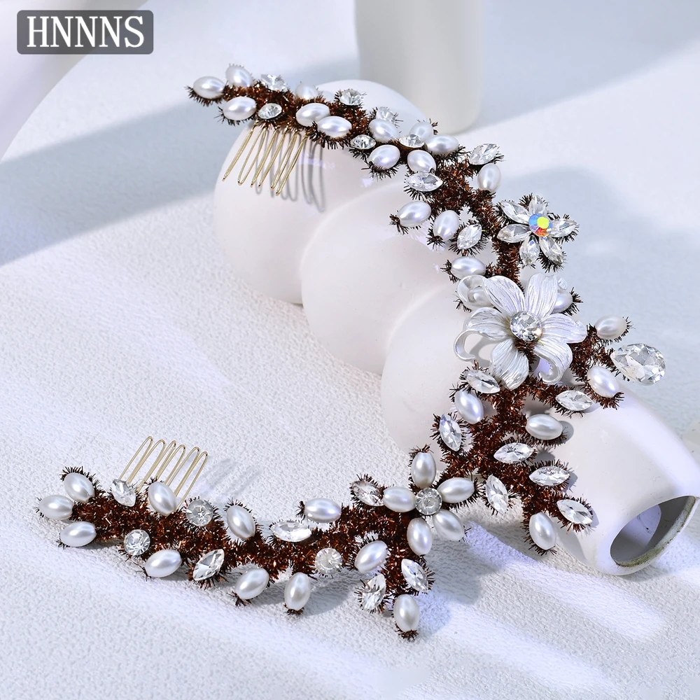 

HNNNS Wedding Jewelry Hair Accessories Rhinestones Pearls Hair Comb Elegant Women's Headdress Banquet Party Headwear A377