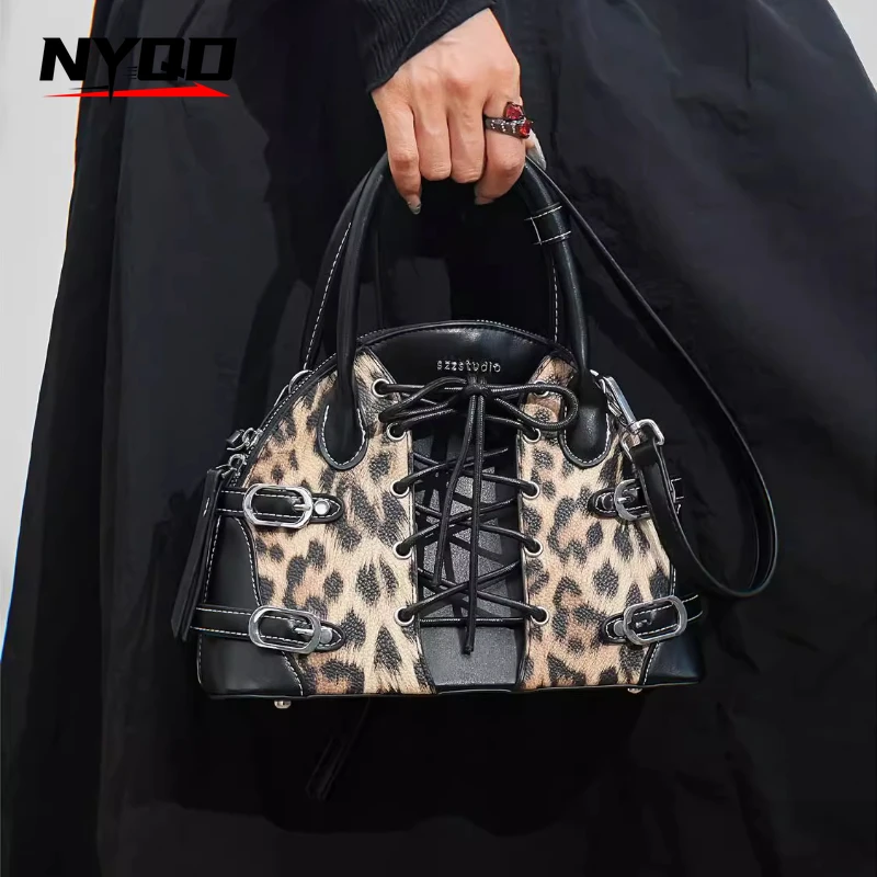 Harajuku Leopard Print Y2k Shoulder Bags Women Hot Girls Tote Shell Bag Vintage Underarm Bag Purses and Handbags Сумка Женская