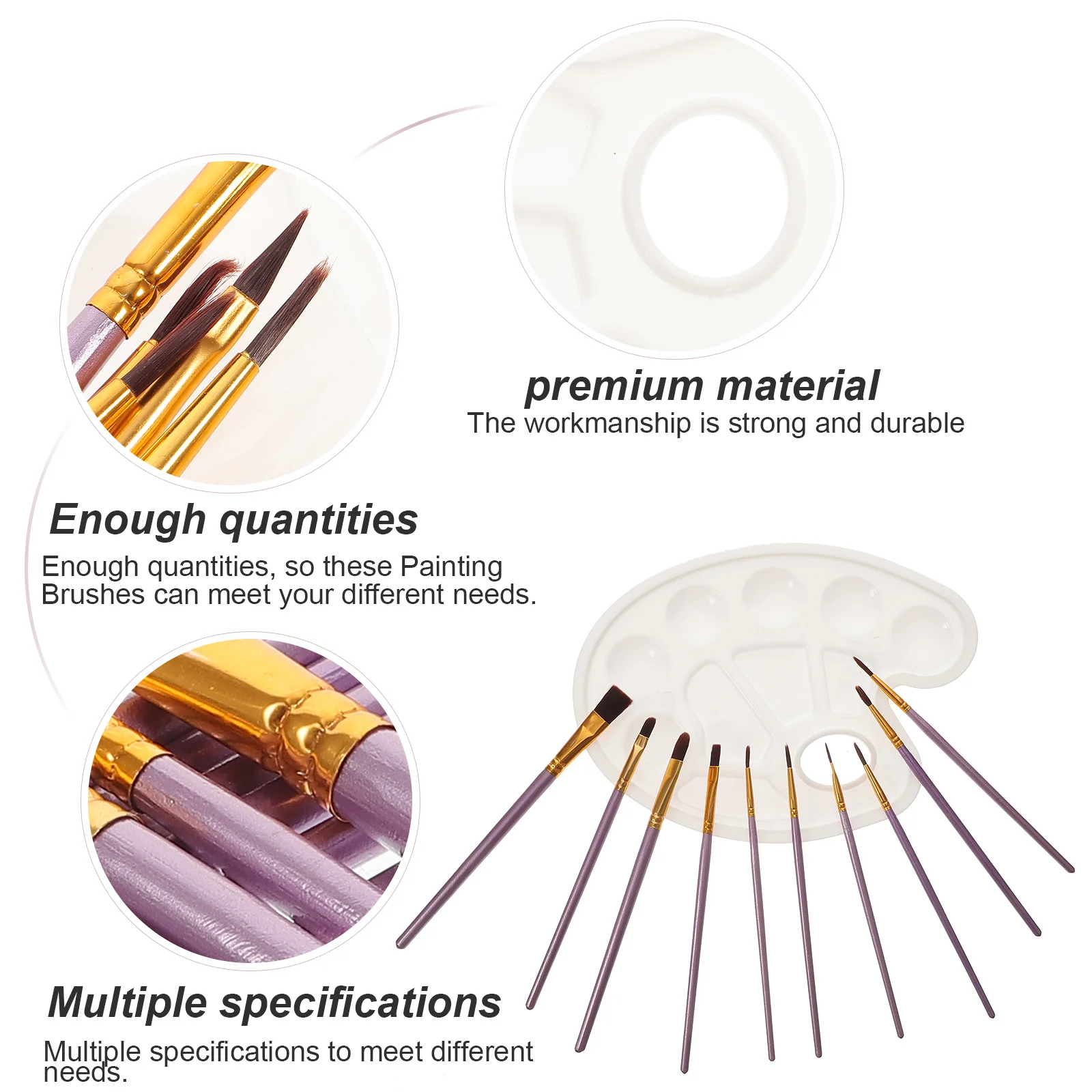 

1Set Painting Brush Set with Mixing Palette Portable Watercolor Brush Kit for Art Drawing Supplies School Projects Stencil