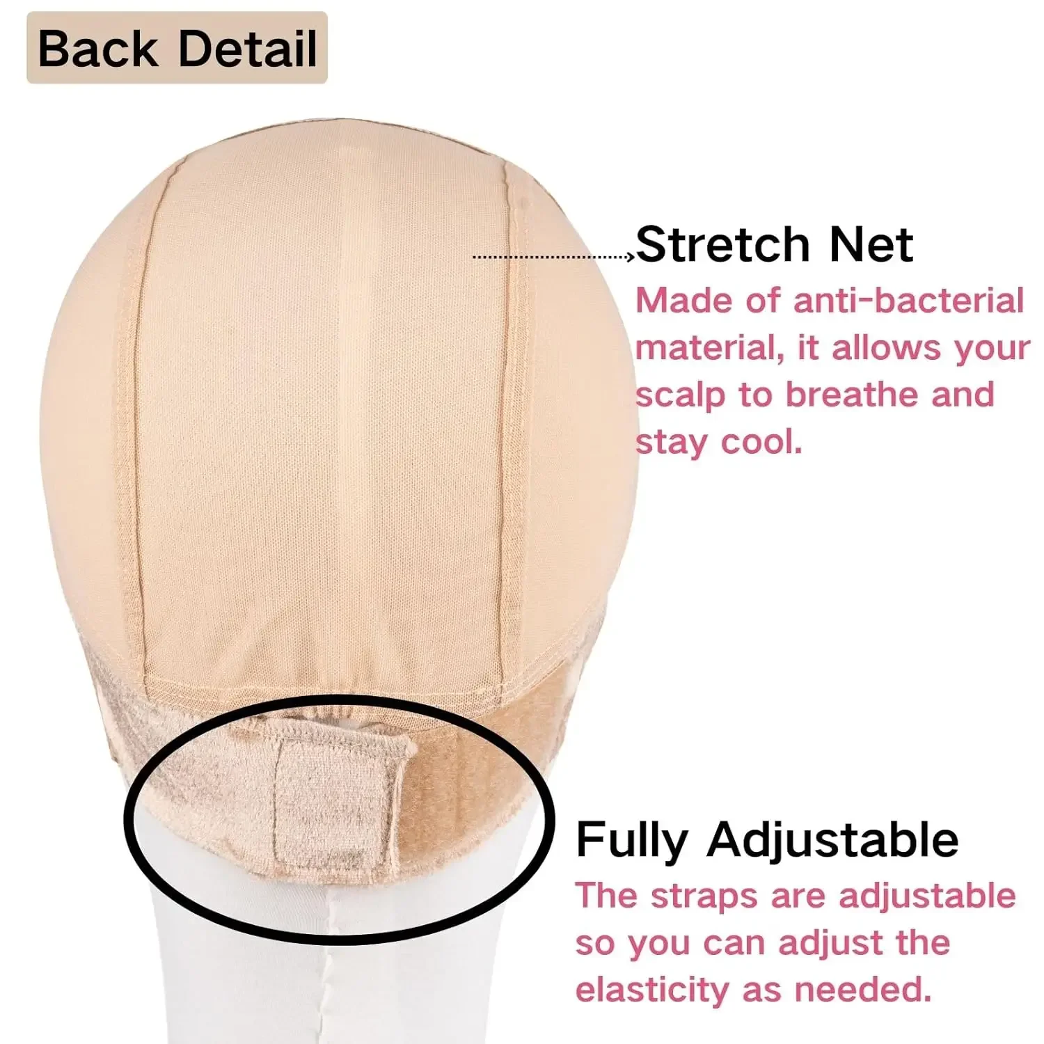 4x5 Lace Wig Grip Cap for Women Non-Slip Glueless Wig Gripper with Adjustable Velcro Headband Ear Cutouts view 5