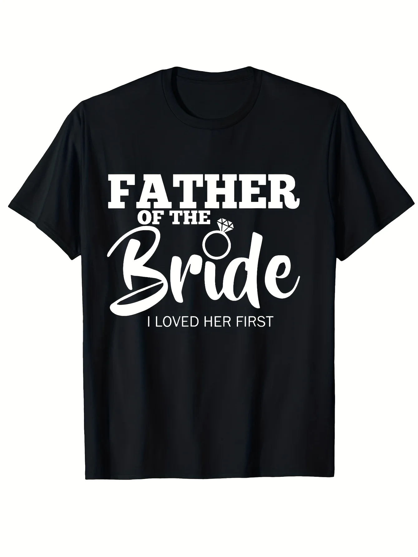Summer Men'S Casual Black Short-Sleeve Shirt, Humorous Father of The Bride T-Shirt with a Paternal Love Graphic Print, Suitable for Parties And Outdoor Activities