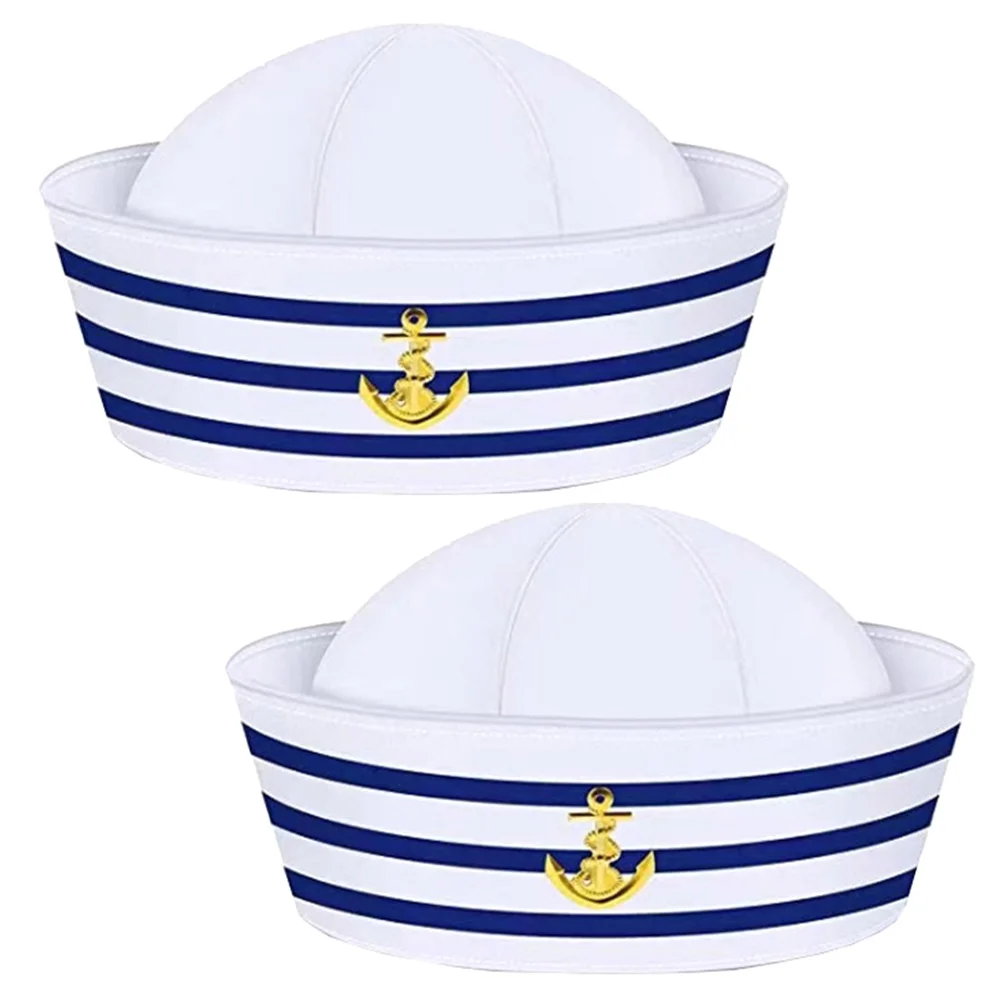 

2pcs Sailor Hats Adult Captain Hat For Cosplay Party Stage Costume Accessory Lightweight Boat Cap Decorative Party Hats
