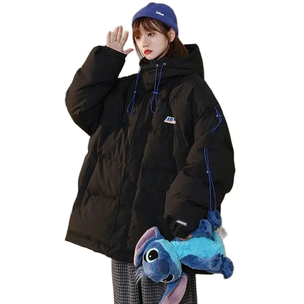 Coat Personality Drawstring Cotton-padded Jacket Female Korean Loose Fashion 2024 Winter New Middle School Students CottonCoat