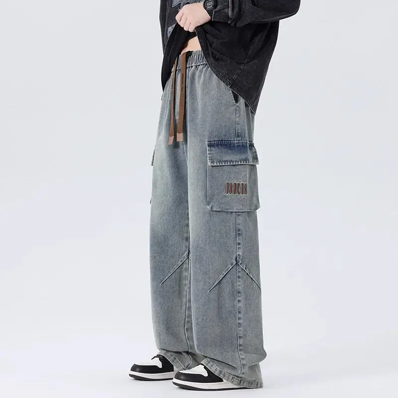Mens 2026 Spring American Vintage Wide Leg Work Denim Pants High Street Loose Casual Long Trousers Male Trendy New view 6