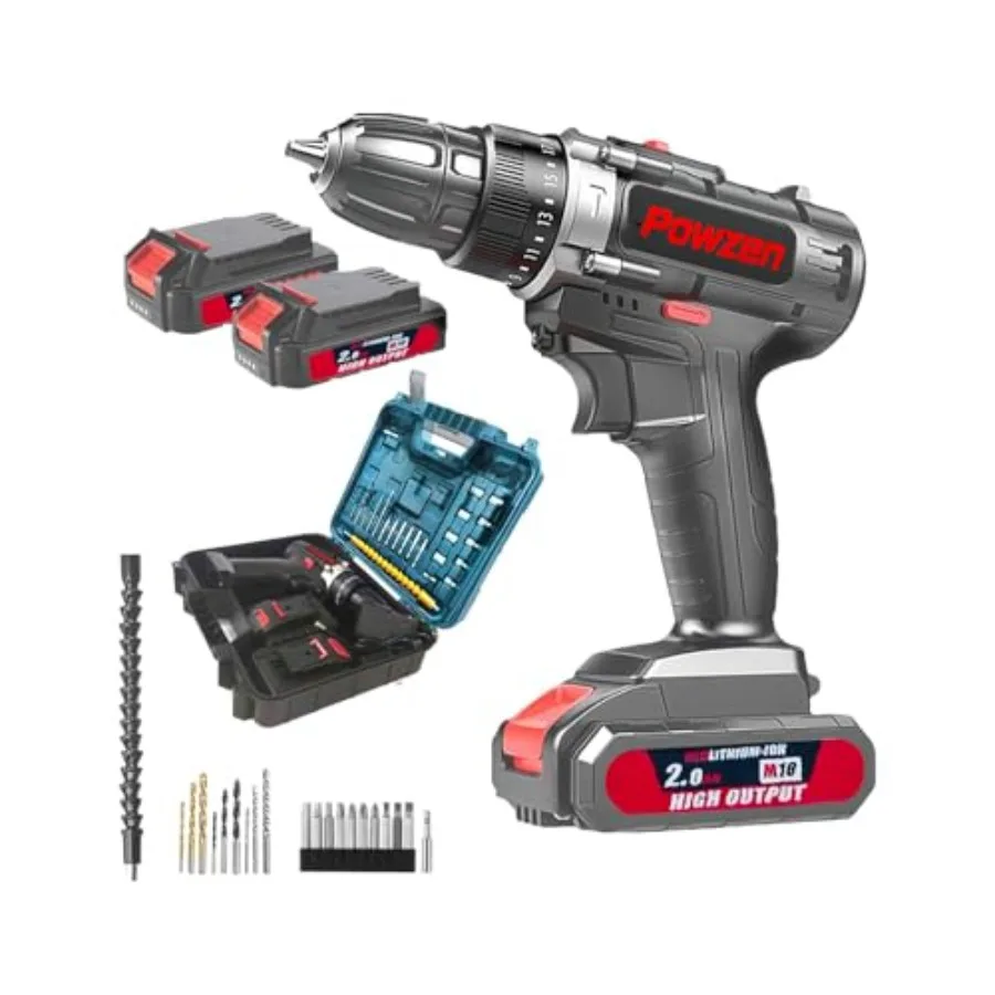 

20V Brushless Cordless Power Drill with 2x 2.0Ah Battery and Charger 531 in.lbs - 3/8 inch Chuck Brushless Impact Driver LED Wo