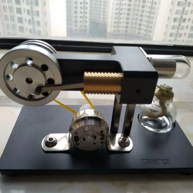 Stirling Engine Single Cylinder Metal Glass Tube CNC Production DIY Scientific Experiment Toys