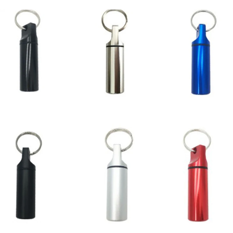 

1PC Waterproof Aluminum Pill Box Pill Case Container Bottle Holder Keychain Outdoor Red/Black/Silver Color