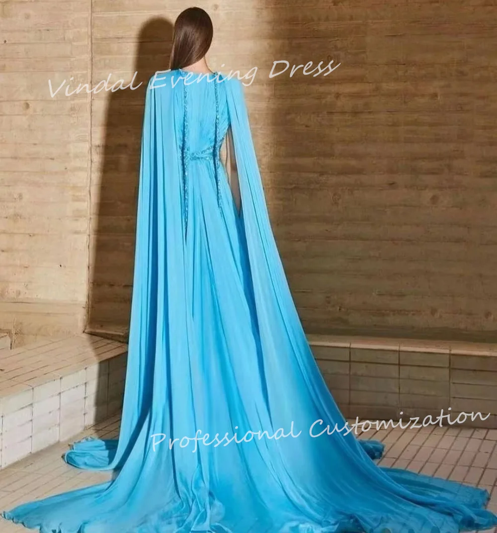 Vindal Evening dresses Chiffon Straight V-Neck Floor-Length Sleeveless Morden-Style High-Quality Elegant السعود For Woman 2024