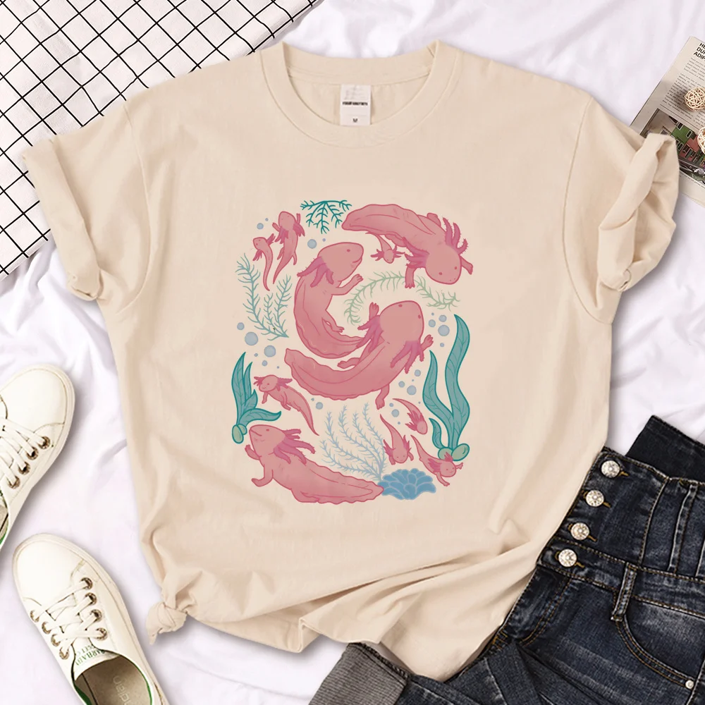 Ajolote Axolotl t shirt women summer Japanese graphic tshirt girl funny Japanese harajuku clothing