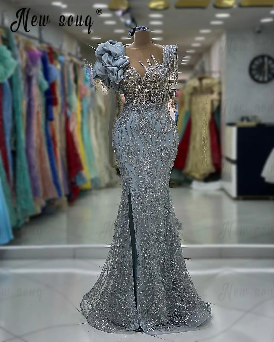 Vestido de noite lindo e deslumbrante para mulheres, Concurso árabe, vestidos longos frisados de celebridades, vestido de noivado feminino, 2024