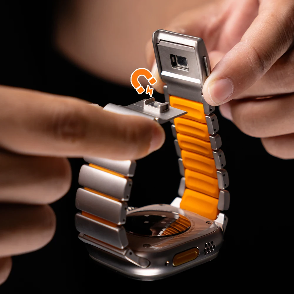 Titanium Fluoroelastomer Rubber Band for Apple Watch Ultra 3 2