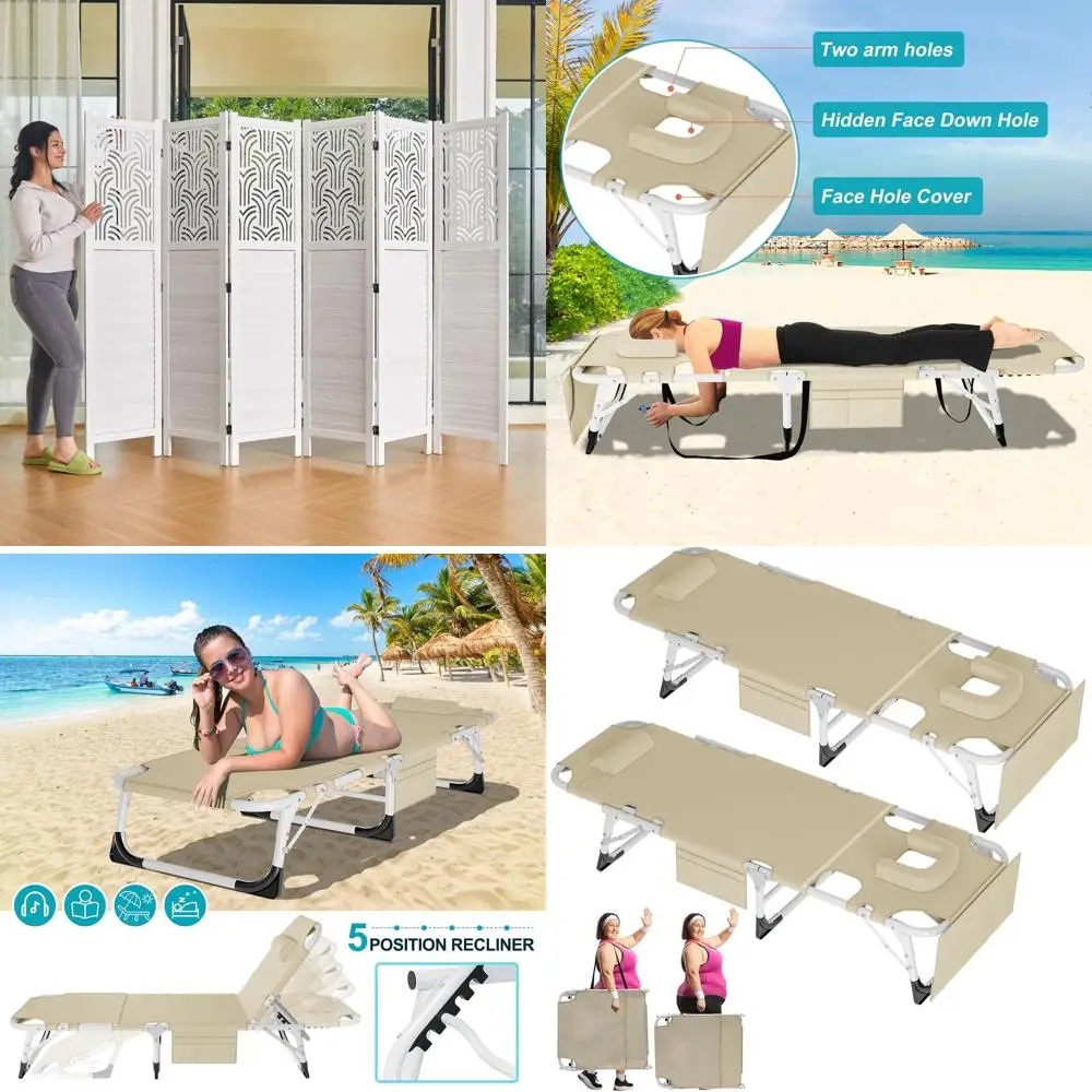 Wood Carved 6 Panel Folding Room Dividers for Indoor Home Office Garden Terrace Use - 5.6 Ft Tall Portable Partition Screen