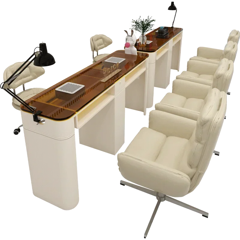 

Мебель для салона, мраморный набор столов для ногтей, двухместный стол для ногтей, минималистичный металлический бестселлер, модный светильник, роскошный современный стиль