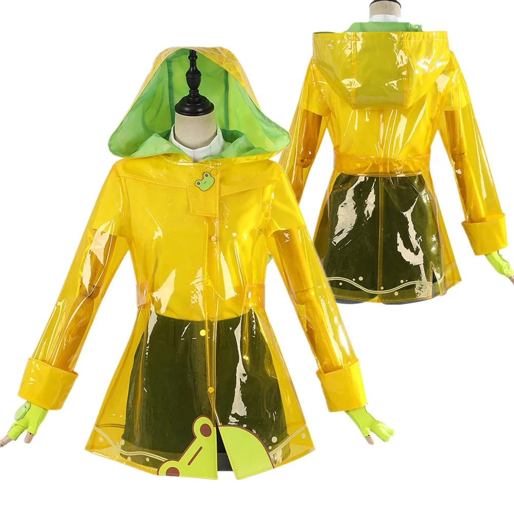 

OW Mei Raincoat Cosplay Costume Adult Women Roleplay Hooded T-Shirt Shorts Gloves Full Set Halloween Carnival Party Suit