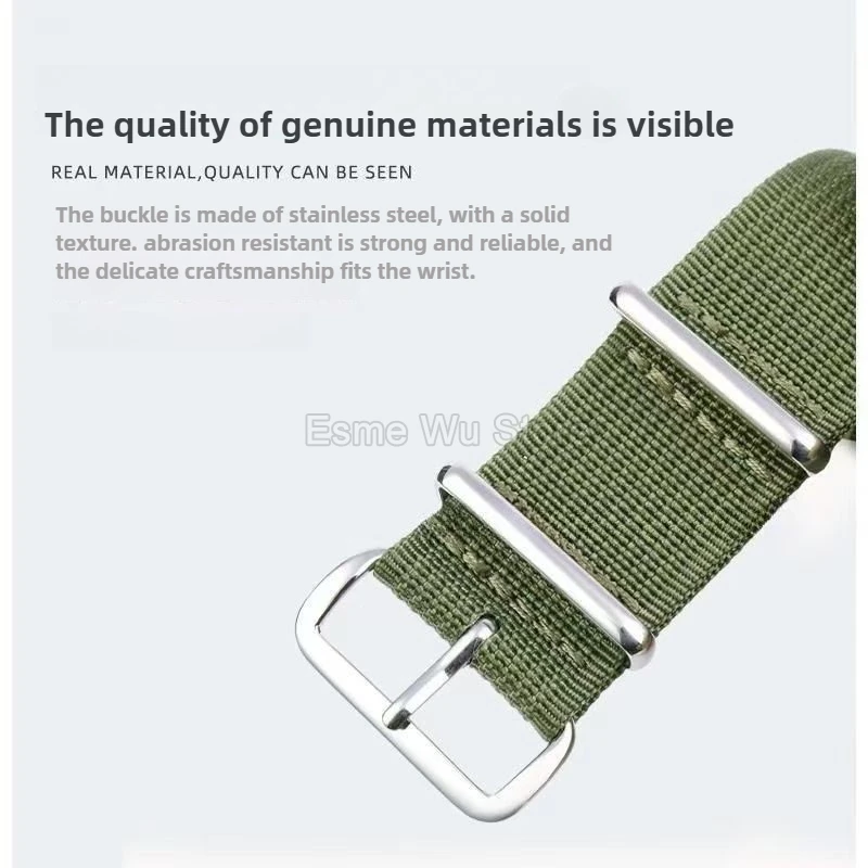 عالية الجودة حفرة نمط الرياح العسكرية تنفس قماش النايلون حزام الساعات الأسود الجيش الأخضر الشريط سوار ساعة
