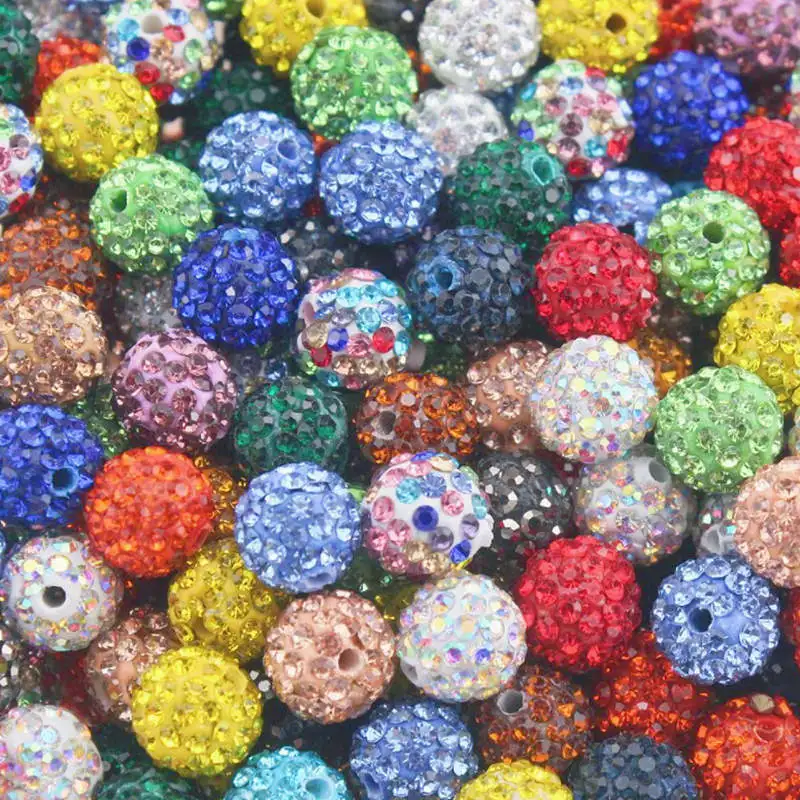 10Pcs Multicolour Rhinestone Crystal Ball Beads Spacer Beads For Clothing Hat Decoration DIY Jewelry Making Bracelet Accessories