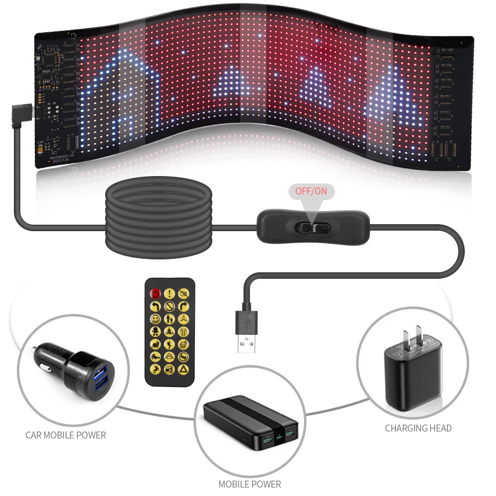 RGB Pixel Panel matryca LED Bluetooth APP USB5V elastyczny wodoodporny DIY wzór obraz przewijanie animacja tekstu wyświetlacz samochodowy sklep