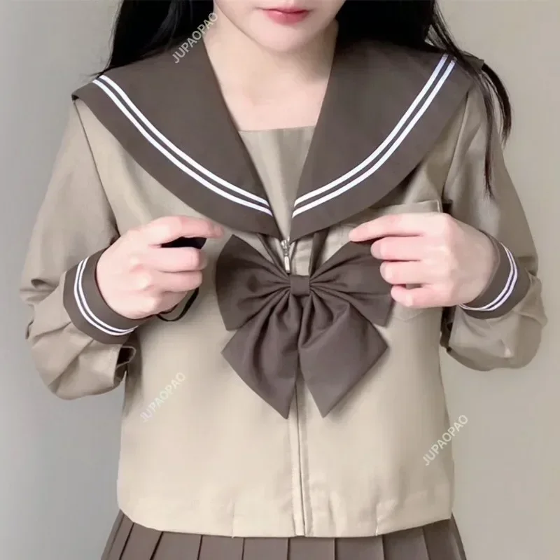 일본 JK 교복 여학생 스쿨룩 밀크티 스타일 인싸 스타일 선원복 캠퍼스룩 긴팔 JK 스커트 세트