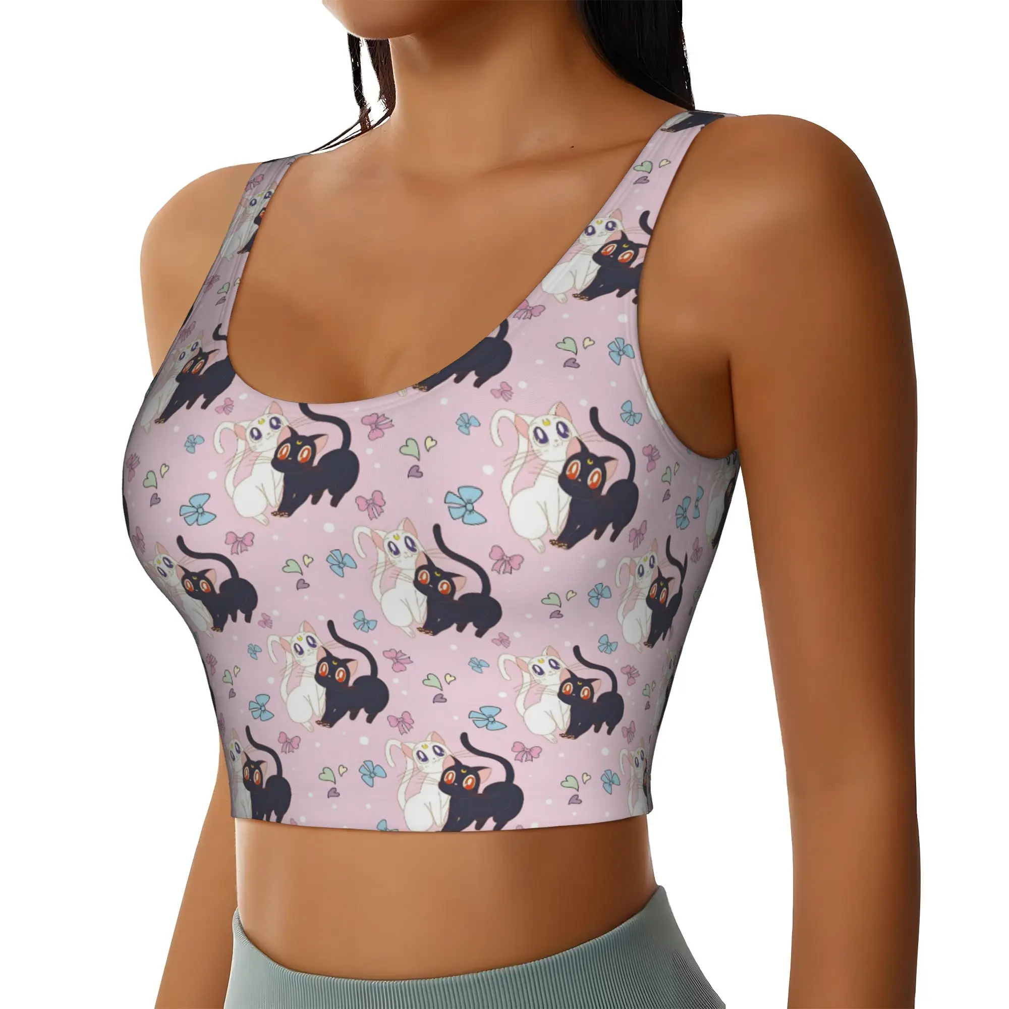 Custom Sailors Anime Moons Workout Crop Tank Tops Women Seamless Usagi Tsukino Yoga Running Sports Bras