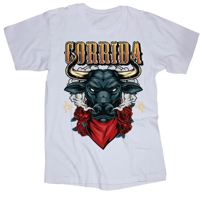 

CORRIDA Bull Spanish De Toros Roses Fighting Mexico white T shirt