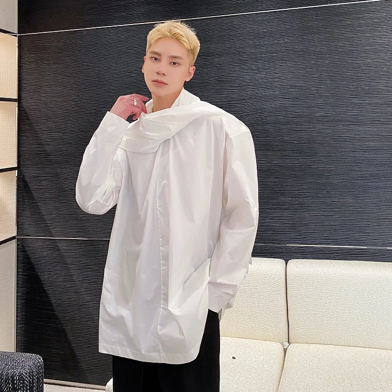 

Spring V-Ne Long Sve Loose Fit Pure Color Men's irt Top Casual Comfortable Premium Feeling Hoodie Sle