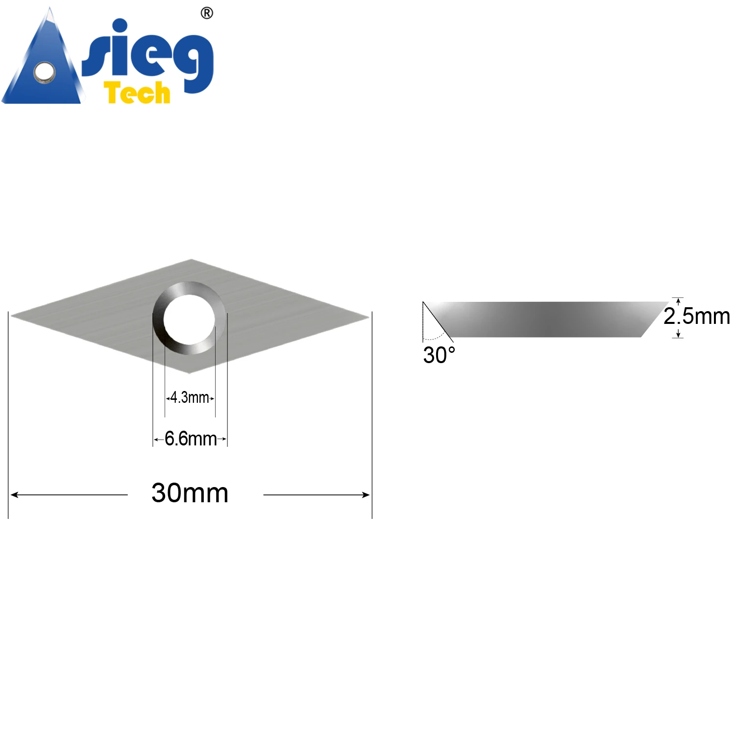 VEMN160202 30×10×2.5mm-30° Carbide Insert Cutter Balde Knife Diamond for Woodturning Handle Tool Detailer Finisher 5 Pieces