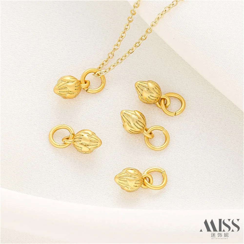 

14K Gold Color-preserving Lotus Bud Pendant DIY Accessories Handmade Bracelet Necklace Jewelry Decorative Charm Pendant