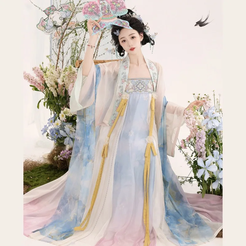 hanfu-de-la-dynastie-tang-pour-femmes-style-famen-temple-avec-chale-et-jupe-a-huit-volants-a-bretelles-collection-printemps-Ete