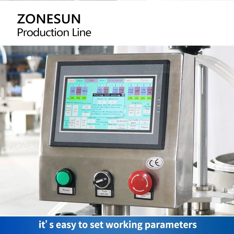 ZONESUN ZS-FAL180A10 Linea di imballaggio automatico di liquidi con sistema di etichettatura per tappatura di riempimento per bottiglie contagocce