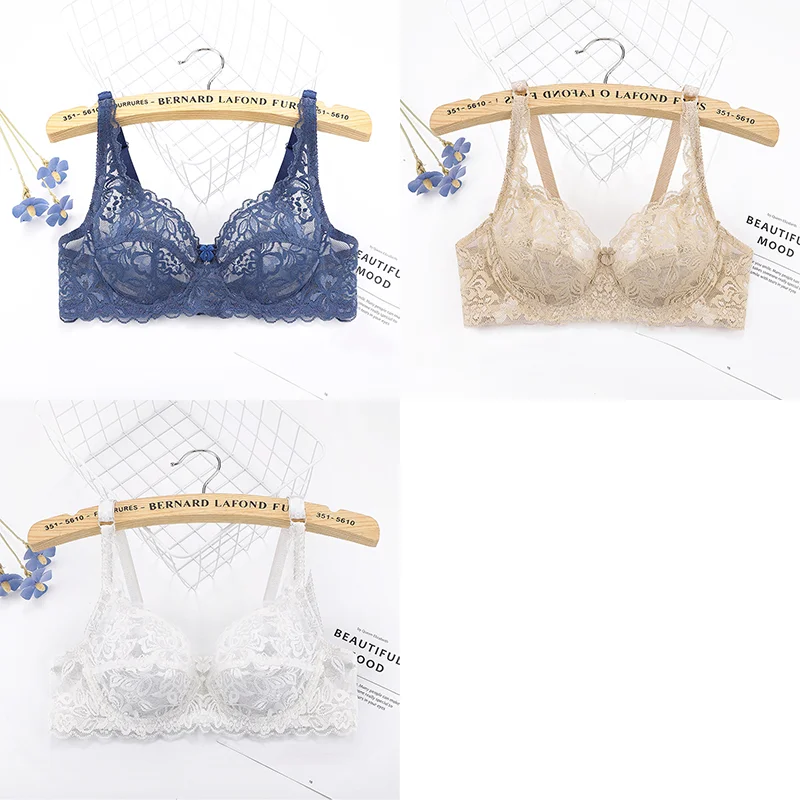 3PC Women's Sexy Lace Bras Push Up Bralette Set