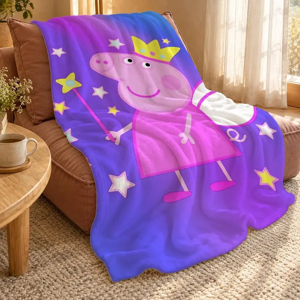 Peppa Pig Throw Double Sided Flannel Throw Blanket Soft Travel Camping Sofa Bed Home