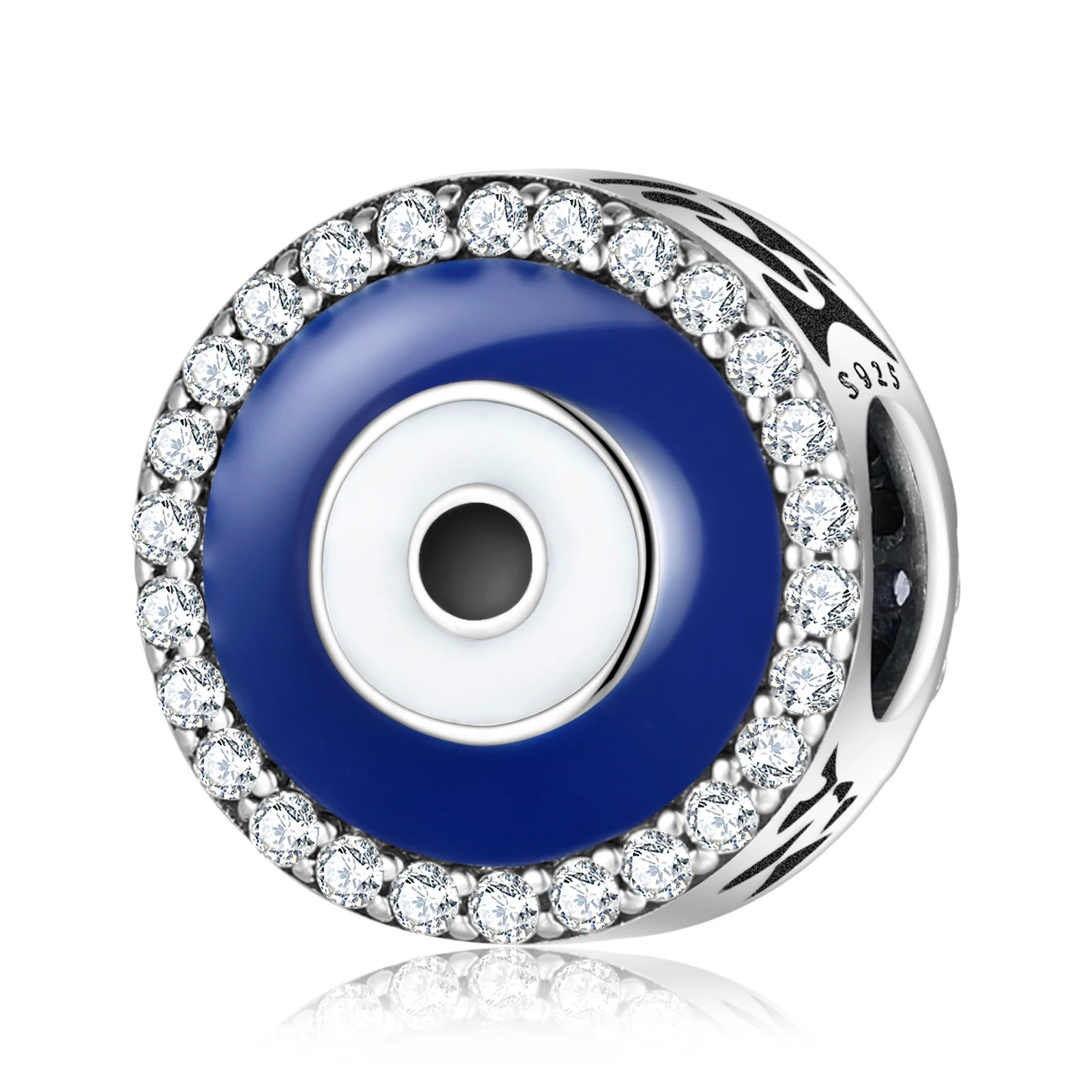 

Hot Selling 925 Sterling Silver Devil's Eye Blue Zircon Circle Charm Bead Fit Original Bracelet Diy Jewelry Accessories Beads