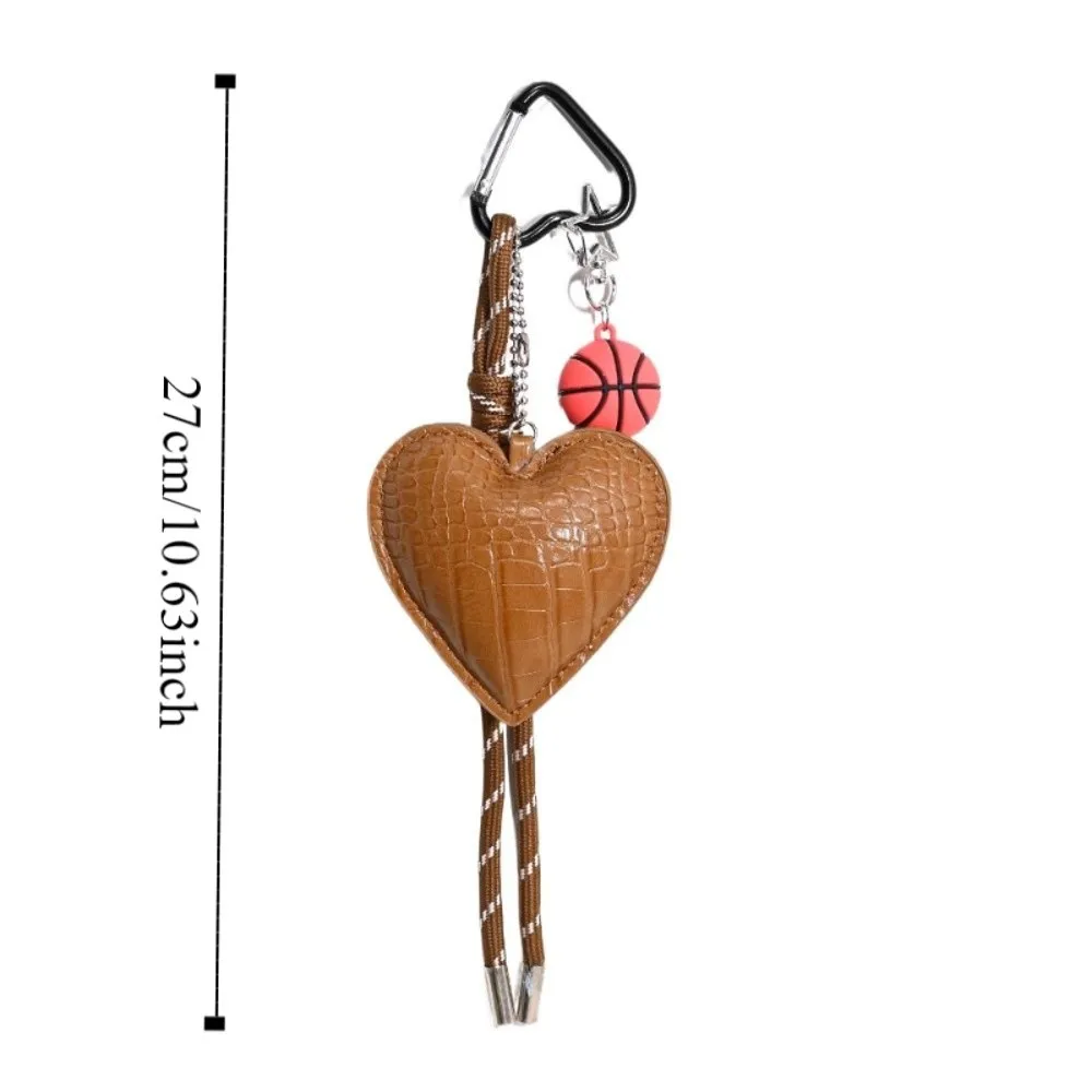 PU 가죽 하트 키체인 농구 우븐 로프 땋은 로프 자동차 키링 한국 스타일 수제 사랑 축구 가방 참