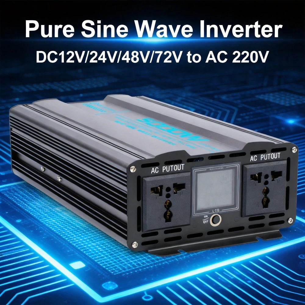 Pure Sine Wave Inverter 12V/24V/48V/72V 220V 3000W/4000W/5000W DC To AC Power Voltage Converter Car Solar Inverter Charger