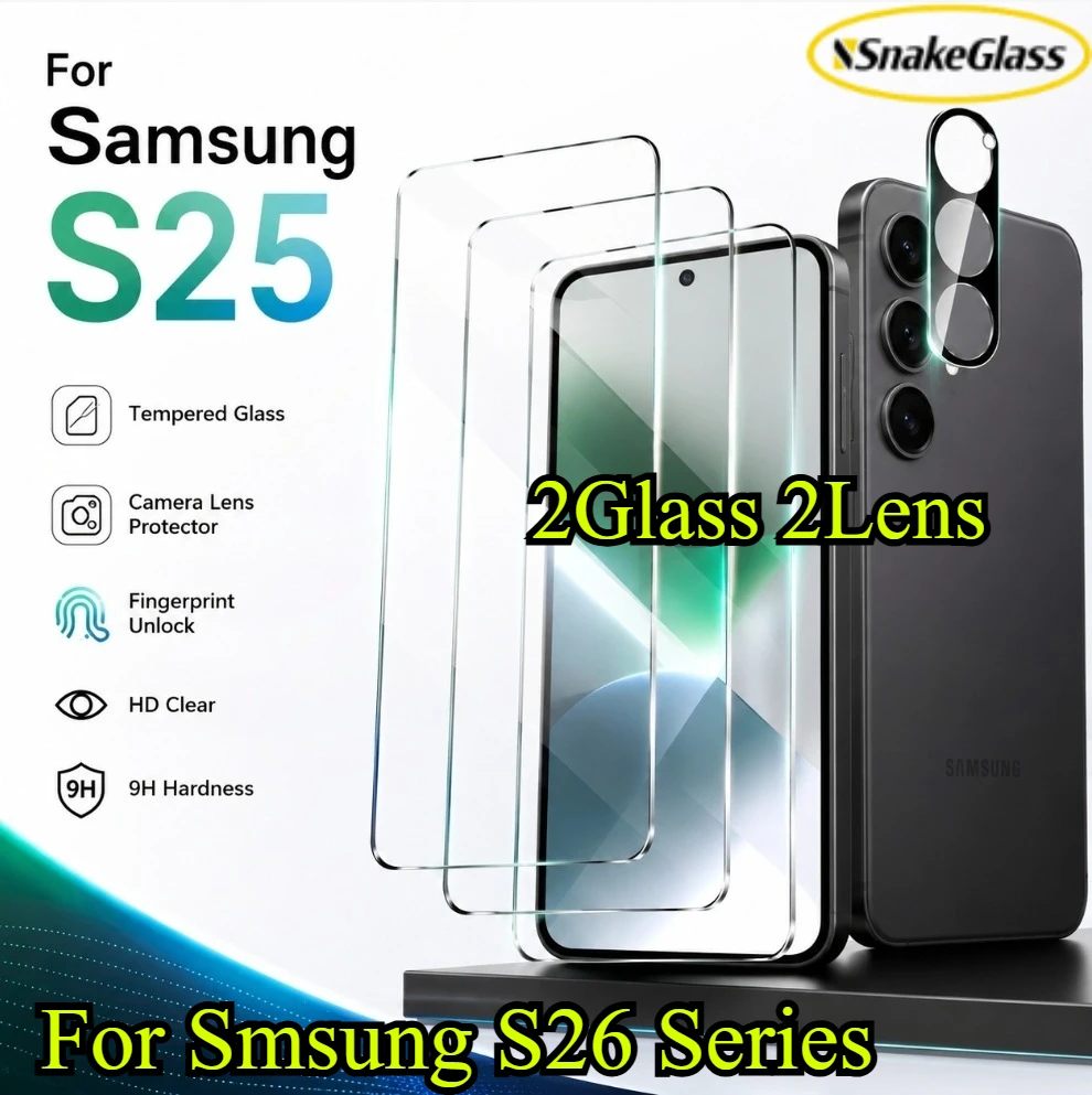2+2PCS Screen Protector for Samsung Galaxy S26 S25 Ultra Plus Edge Camera Protector for Samsung S26 S25 S24 S23 S22 S21 Plus FE