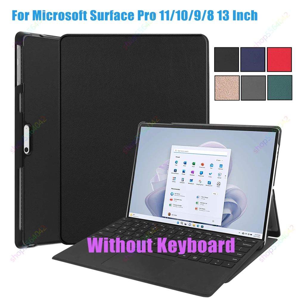 Keyboard Case for 13 Inch Microsoft Surface Pro 11/10/9 Leather Multiple Angle Viewing Portfolio Business Cover without Keyboard