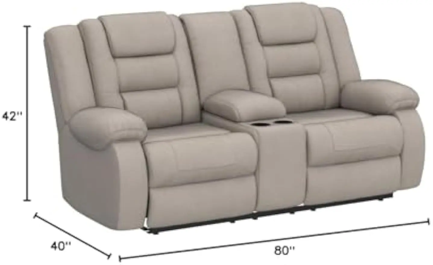 Design by Ashley McCade Contemporary Manual Pull Tab Reclining Loveseat with Center Console, Gray